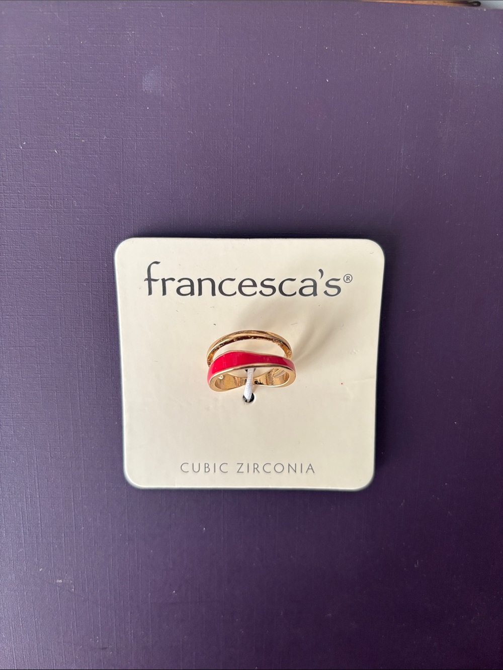 Francesca's Collections Gold Ring with Hot Pink Enamel Band